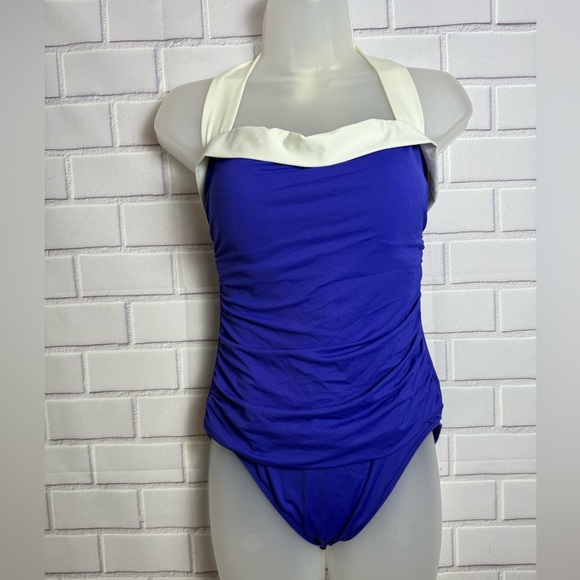 Lauren Ralph Lauren One-Piece Swimsuit Blue & White
Size 10 Tummy Control - Picture 8 of 10